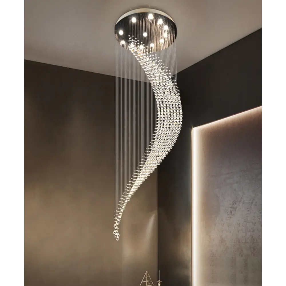 Spiral Moon Chandelier for Duplex Staircase Lobby Hall Stairwell - Home & Garden >