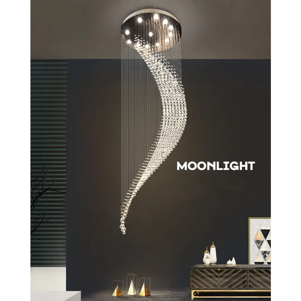 Spiral Moon Chandelier for Duplex Staircase Lobby Hall Stairwell - Home & Garden >