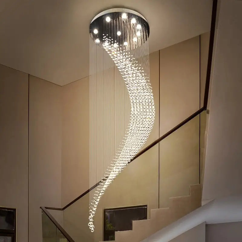 Spiral Moon Chandelier for Duplex Staircase Lobby Hall Stairwell - Home & Garden >