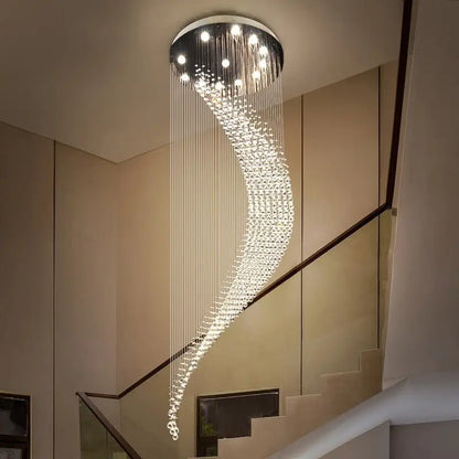 Spiral Moon Chandelier for Duplex Staircase Lobby Hall Stairwell - Home & Garden >
