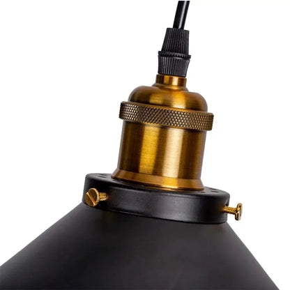 Vintage Iron Pendant Light Retro Industrial Lamp - Black & Gold - Lighting