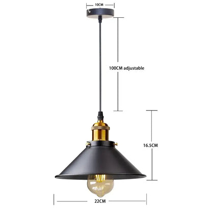 Vintage Iron Pendant Light Retro Industrial Lamp - Black & Gold - Lighting