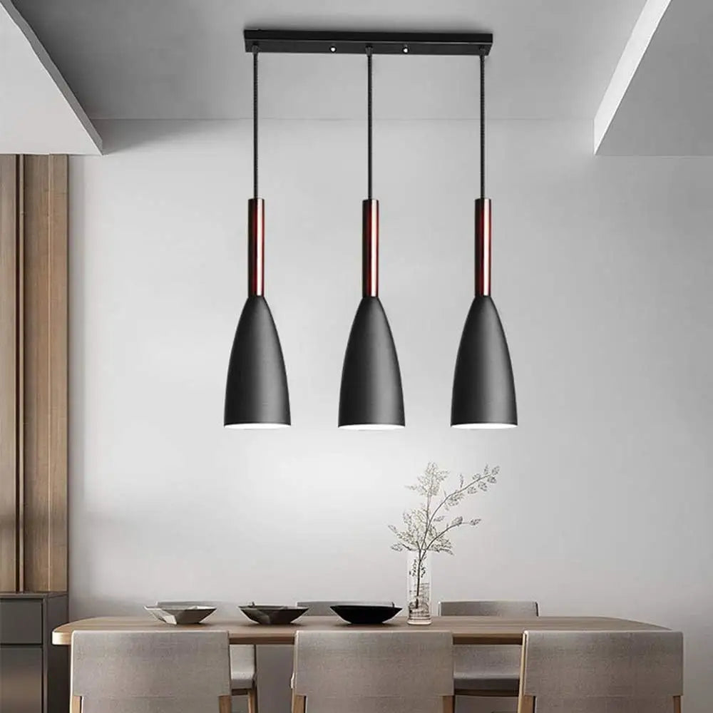 Vintage Metal LED Pendant Light for Kitchen Dining Living - Black / 3 Heads Lighting