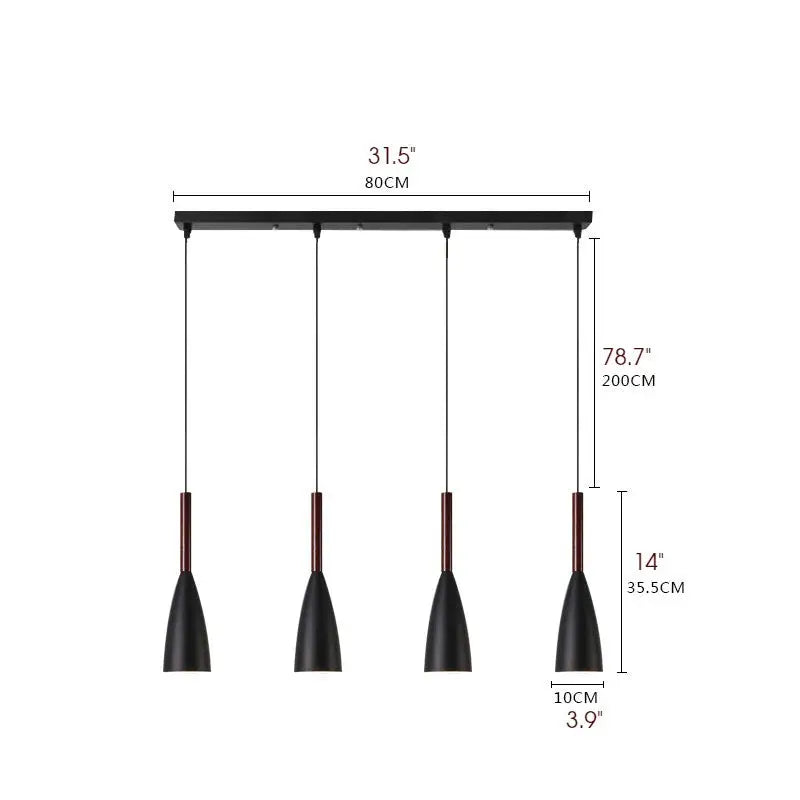 Vintage Metal LED Pendant Light for Kitchen Dining Living - Black / 4 Heads Lighting