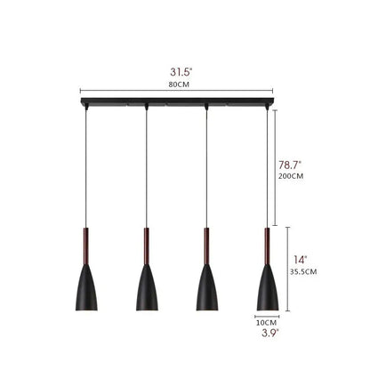 Vintage Metal LED Pendant Light for Kitchen Dining Living - Black / 4 Heads Lighting