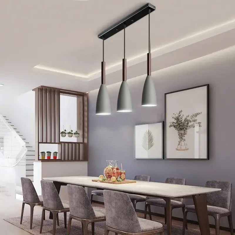 Vintage Metal LED Pendant Light for Kitchen Dining Living - Grey / 3 Heads Lighting